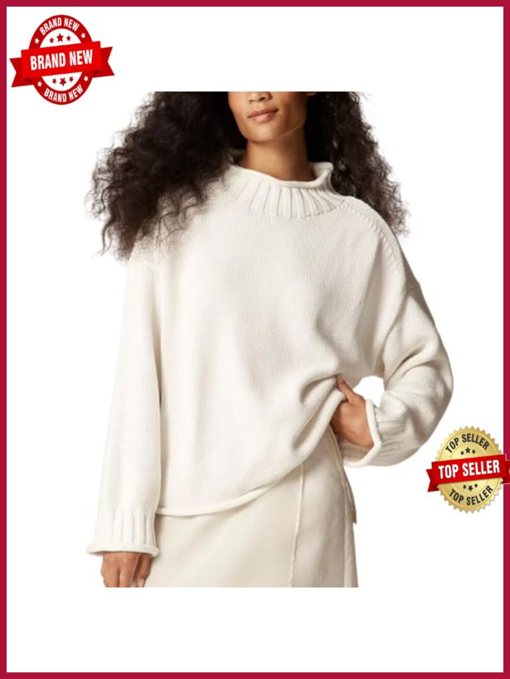 Oversized Roll Neck Sweater Long Sleeve Chunky Knit Pullover Cozy Fall Top